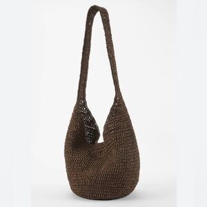 J Jill Boho Raffia Woven Shoulder Bucket Bag 2025 Color BROWN NWT $69. Gift